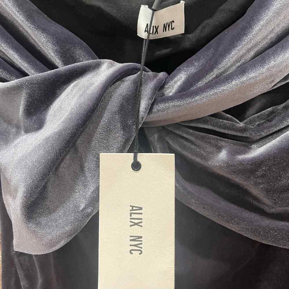 NEW‎ ALIX NYC Grove Twisted Velvet Bodysuit in Pewter Grey - Picture 7 of 8
